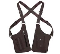 Sac à BandoulièRe Double éPaule Sac gilet for homme en cuir PU, sac de poitrine, pochette for téléphone, design vintage, à dos sous les bras(Brown)
