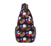Sac À Bandoulière Drapeau Chilien Américain Avec Couple De Cœurs Et D'Amour Petit Sac À Bandoulière Moderne Femme Sacs De Poitrine, Pour Sports, Office, Camping