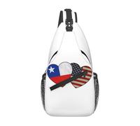 Sac À Bandoulière Drapeau Chilien Américain Avec Couple De Cœurs Et D'Amour Sac De Voyage À Bandoulière Léger Et Étanche Élégant Sling Bag, Pour Cyclisme, Randonnée, Sports