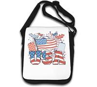 Sac à bandoulière drapeau des États-Unis d'Amérique Happy July 4th Blanc