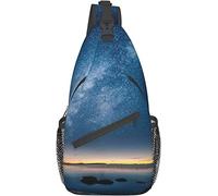 Sac à bandoulière élé de Poitrine Bleu épique Belle Vue étoile lactée FI Moody Way Brillant sur la Nature Ciel Un Autre Paysage Nocturne, Sac à Dos décontracté léger