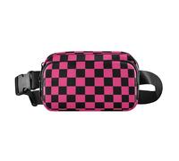 Sac à bandoulière élégant à carreaux américains violet et noir pour homme et femme, grande capacité, sac de ceinture avec sangle réglable pour le shopping, le sport, le travail, Carreaux américains