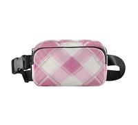 Sac à bandoulière élégant à carreaux roses pour femmes et hommes, petit sac à bandoulière essentiel de voyage avec sangle réglable pour voyage, vacances, course à pied