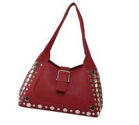 Sac à bandoulière élégant avec clous uniques en cuir PU pour femme Embrassant les styles rétro Tendances Sac élégant sous les bras, Rouge, One Size