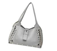 Sac à bandoulière élégant avec clous uniques en cuir synthétique pour femmes embrassant les styles rétro tendances pochette tendance pour femme, Argenté., One Size