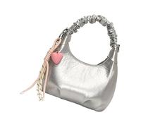 Sac à bandoulière élégant en cuir PU, sac à main décontracté sous les bras, sac à main froncé pour femmes à la recherche de styles sac à bandoulière pour femmes, Argenté., One Size