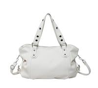 Sac à bandoulière élégant en cuir synthétique pour femme, grande capacité, tendance, clouté, couleur unie, sac fourre-tout pour moto, voyage, travail, blanc, 330x260x120MM