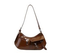 Sac à bandoulière élégant en polyuréthane pour femme - Sac à main tendance sous les bras - Sac de soirée avec sangle confortable et poches d'organisation - Sac à main pour femme, marron