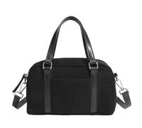 Sac à bandoulière élégant en similicuir suédine multifonction couleur unie avec poignée sur le dessus pour jeunes femmes tendance, Noir