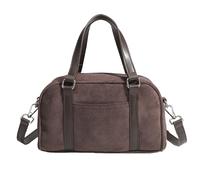 Sac à bandoulière élégant en similicuir suédine multifonction couleur unie avec poignée sur le dessus pour jeunes femmes tendance, marron