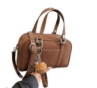 Sac à bandoulière élégant en similicuir suédine multifonction couleur unie avec poignée sur le dessus pour jeunes femmes tendance, marron