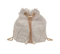 Sac à bandoulière élégant pour femme avec cordon de serrage pour un usage quotidien, beige, One Size