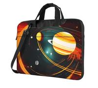 Sac à bandoulière élégant pour ordinateur portable Motif Jupiter Saturne Système solaire, Noir , 13 inch