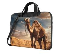 Sac à bandoulière élégant pour ordinateur portable Motif sable du désert Camel Pour bureau, affaires, trajets quotidiens, Noir/blanc, 15.6 inch