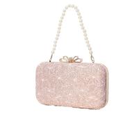 Sac à bandoulière en chaîne vintage avec perles for femme, élégant sac main de mariage(Pink)