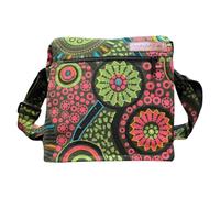 Sac à bandoulière en coton pour femme, style ethnique, bohème, Maliprint sac en satin de coton, avec rabat, hippie bohémien (Vert 01)