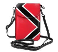 Sac à bandoulière en cuir à motif drapeau de Trinité-et-Tobago, étui de téléphone à rabat, adapté pour les voyages, la randonnée, le camping ou une utilisation quotidienne.