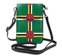Sac à bandoulière en cuir à motif drapeau du Commonwealth de Dominique, étui de téléphone à rabat, adapté pour les voyages, la randonnée, le camping ou une utilisation quotidienne.