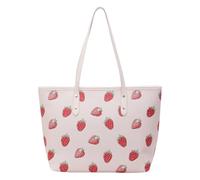 Sac à bandoulière en cuir avec imprimé fruits pour femme et fille, grande poignée sur le dessus, sac fourre-tout pour le shopping et les voyages, sac à main élégant au quotidien, Fraise - Rose