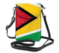 Sac à bandoulière en cuir avec motif drapeau de la Guyane, étui de téléphone à rabat, adapté pour les voyages, la randonnée, le camping ou une utilisation quotidienne.