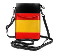 Sac à bandoulière en cuir avec motif drapeau de l'Allemagne, étui de téléphone à rabat, adapté pour les voyages, la randonnée, le camping ou une utilisation quotidienne.