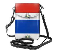 Sac à bandoulière en cuir avec motif drapeau du Paraguay, étui de téléphone à rabat, adapté pour les voyages, la randonnée, le camping ou une utilisation quotidienne.