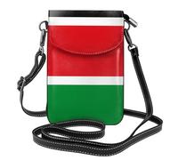 Sac à bandoulière en cuir avec motif drapeau du Soudan du Sud, étui de téléphone à rabat, adapté pour les voyages, la randonnée, le camping ou une utilisation quotidienne.