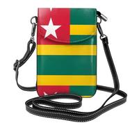Sac à bandoulière en cuir avec motif drapeau du Togo, étui de téléphone à rabat, adapté pour les voyages, la randonnée, le camping ou une utilisation quotidienne.