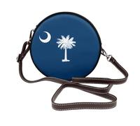 Sac à bandoulière en cuir avec sangle réglable, parfait pour le travail, les voyages et le shopping, Drapeau de la Caroline du Sud, Taille unique