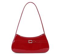 Sac à bandoulière en cuir breveté Sac de boucle à courroie vintage Sac sous bras décontracté (rouge)