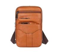 Sac à bandoulière en cuir de qualité supérieure indispensable pour les hommes en déplacement, sac à bandoulière pour homme, sac banane noir, Brun jaunâtre, Fidèle à la description, comme description