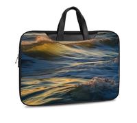 Sac à bandoulière en cuir imprimé Dawn Ocean Waves pour homme et femme - Pour voyage, affaires, bureau, ordinateur portable, Style noir, 37x28cm