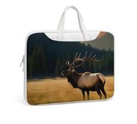 Sac à bandoulière en cuir imprimé Elk in The Meadow pour homme et femme - Pour voyage, affaires, bureau, ordinateur portable, Style blanc, 42x30.5cm