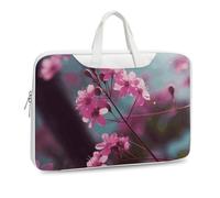 Sac à bandoulière en cuir imprimé petites fleurs roses pour homme et femme - Pour voyage, affaires, bureau, ordinateur portable, Style blanc, 37x28cm