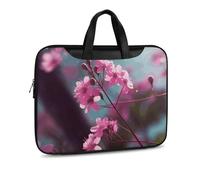 Sac à bandoulière en cuir imprimé petites fleurs roses pour homme et femme - Pour voyage, affaires, bureau, ordinateur portable, Style noir, 37x28cm