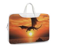 Sac à bandoulière en cuir imprimé Sea Sunset Flying Dragon pour homme et femme - Pour voyage, affaires, bureau, ordinateur portable, Style blanc, 42x30.5cm