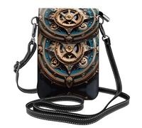 Sac à bandoulière en cuir léger et compact pour femme Motif engrenages Steampunk, noir, Taille unique