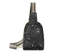 Sac à bandoulière en cuir léger noir étoilé tendance pour femme, Étoiles noires - Lumière