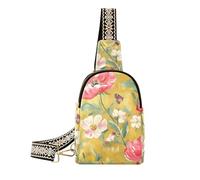 Sac à bandoulière en cuir léger tendance pour femme Motif floral, Simple Spring Fresh Floral Retro
