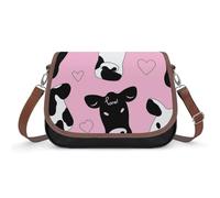 Sac à bandoulière en cuir noir et blanc avec motif vache laitière pour femme, sac à bandoulière réglable amovible, sacs mains libres