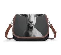 Sac à bandoulière en cuir noir et blanc de chèvre pour femme, sac à bandoulière réglable amovible, sacs mains libres