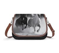 Sac à bandoulière en cuir noir et blanc pour femme, sac à bandoulière réglable amovible, sacs mains libres
