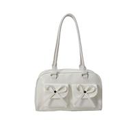 Sac à bandoulière en cuir pour femme avec plusieurs poches, sac esthétique japonais, fermeture éclair, sac fourre-tout tendance sous les bras pour rendez-vous, fête, shopping, blanc