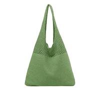 Sac à bandoulière en cuir pour femme Printemps/été portable en tricot creux, Vert, Taille unique