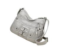 Sac à bandoulière en cuir pour femme - Sac à bandoulière tendance - Sangle réglable - Multi poches - Grand sac à dos pour femme, gris, Voir description