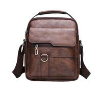 Sac À Bandoulière En Cuir Pour Hommes, Sac Messenger En Cuir PU - Sac À Bandoulière Rétro Avec Grand Espace De Stockage | Sac Léger De Style Détendu Pour Le Travail, Gratuit Et Sexe, Dark Brown,