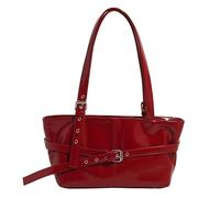 Sac à bandoulière en cuir PU avec Baille de boucle rétro pour les femmes travail (rouge)