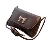 Sac à bandoulière en cuir PU avec détails en arc de détail poches de lecture à la mode poche sous le bras sangle réglable pour femmes portefeuille noir, café