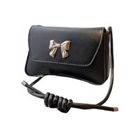 Sac à bandoulière en cuir PU avec détails en arc de détail poches de lecture à la mode poche sous le bras sangle réglable pour femmes portefeuille noir, Noir