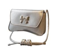 Sac à bandoulière en cuir PU avec détails en arc de détail poches de lecture à la mode poche sous le bras sangle réglable pour femmes portefeuille noir, Argent (Silver)